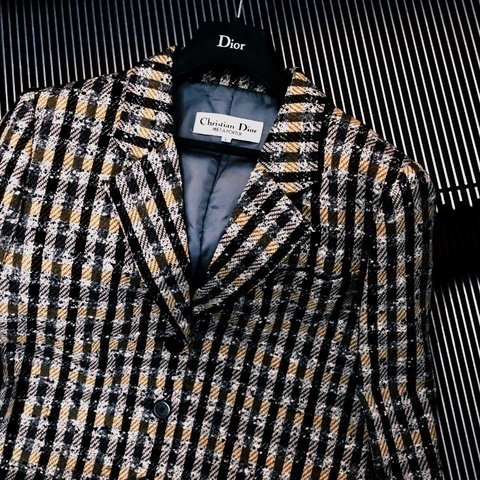 Christian Dior PRET-A-PORTER 黃格紋西裝外套 L