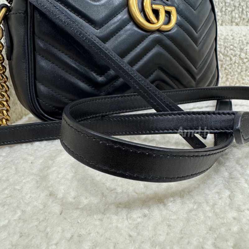 GUCCI GG Marmont絎縫皮革斜背/相機包(黑色) 99新近全新。-7