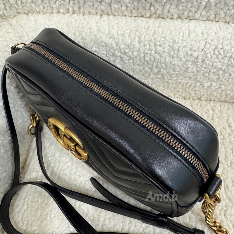 GUCCI GG Marmont絎縫皮革斜背/相機包(黑色) 99新近全新。-8