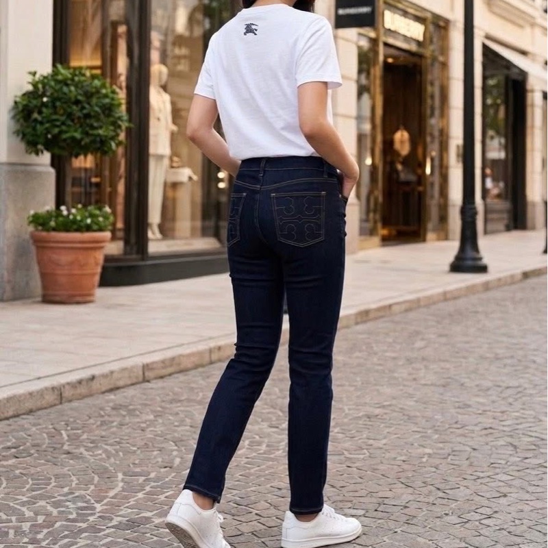 美國TORY BURCH 金扣牛仔長褲-1