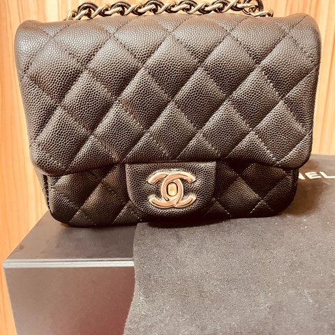 Chanel mini coco cf 魚子醬牛皮 黑 香檳🍾金 方胖子 絕版品