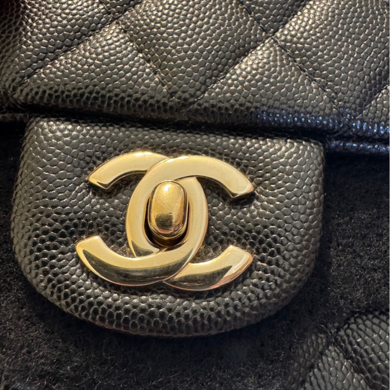 Chanel mini coco cf 魚子醬牛皮 黑 香檳🍾金 方胖子 絕版品-11