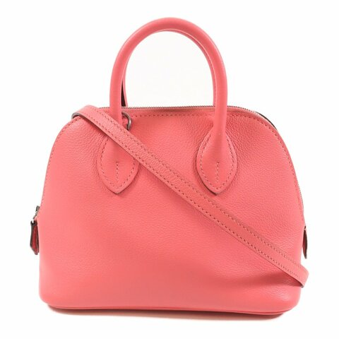 HERMES 【激減優惠】Chevre皮革Bolide 1923 Mini銀扣手挽肩背兩用袋Rose Azalea
