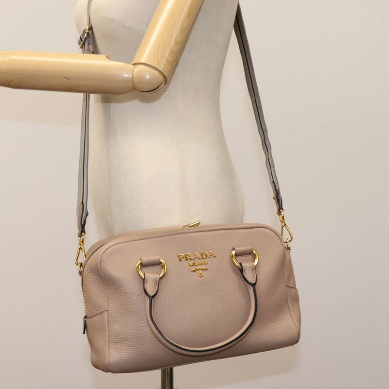 【日本直送】PRADA 手提包 皮革 2 款 米色 金色 正品 PP368-26