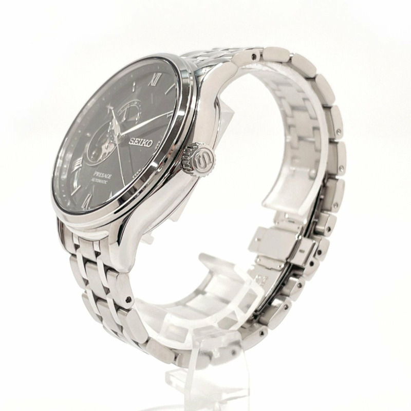 SEIKO Presage 日本花園 4R39-00W0 手錶 不鏽鋼/不鏽鋼 銀色 自動 黑色錶盤 男式-1