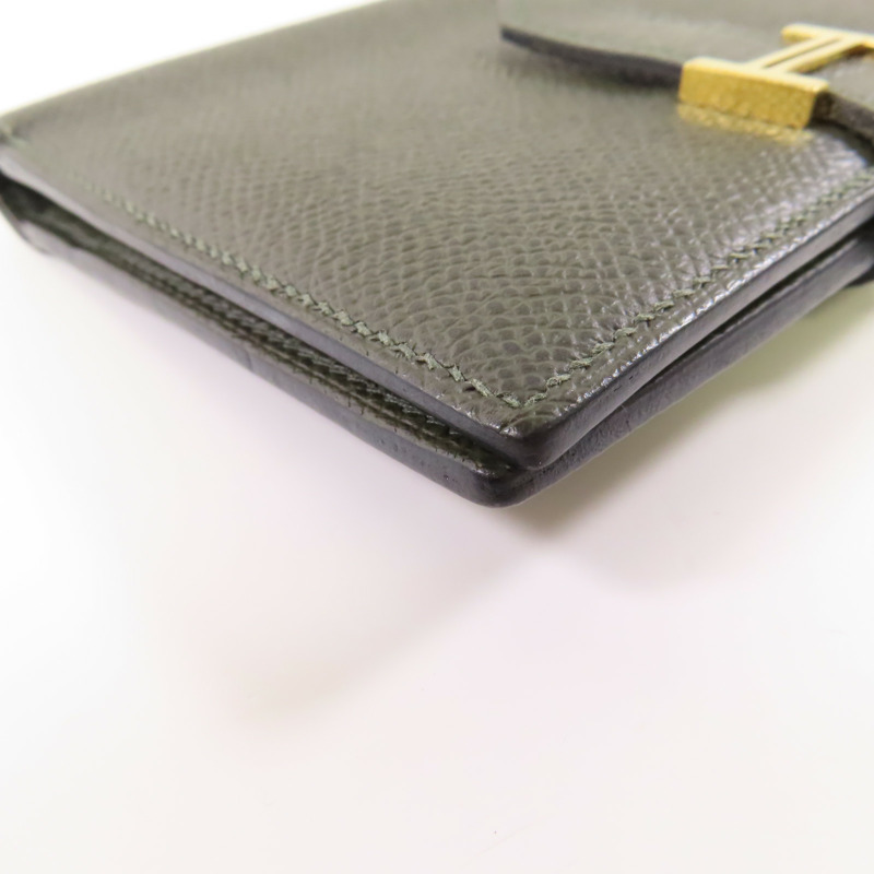 HERMES 【激減優惠】Epsom皮革Bearn Compact金扣錢包Vert Maquis-4