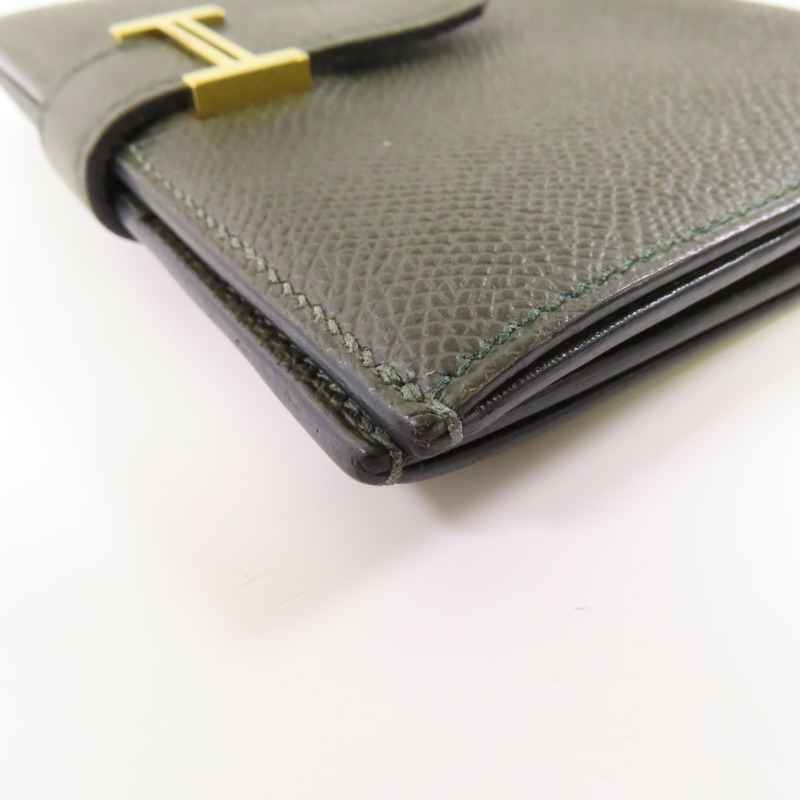 HERMES 【激減優惠】Epsom皮革Bearn Compact金扣錢包Vert Maquis-5