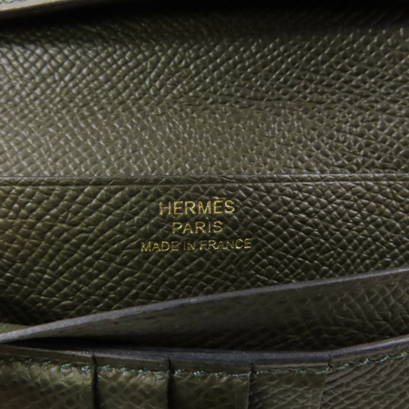 HERMES 【激減優惠】Epsom皮革Bearn Compact金扣錢包Vert Maquis-12