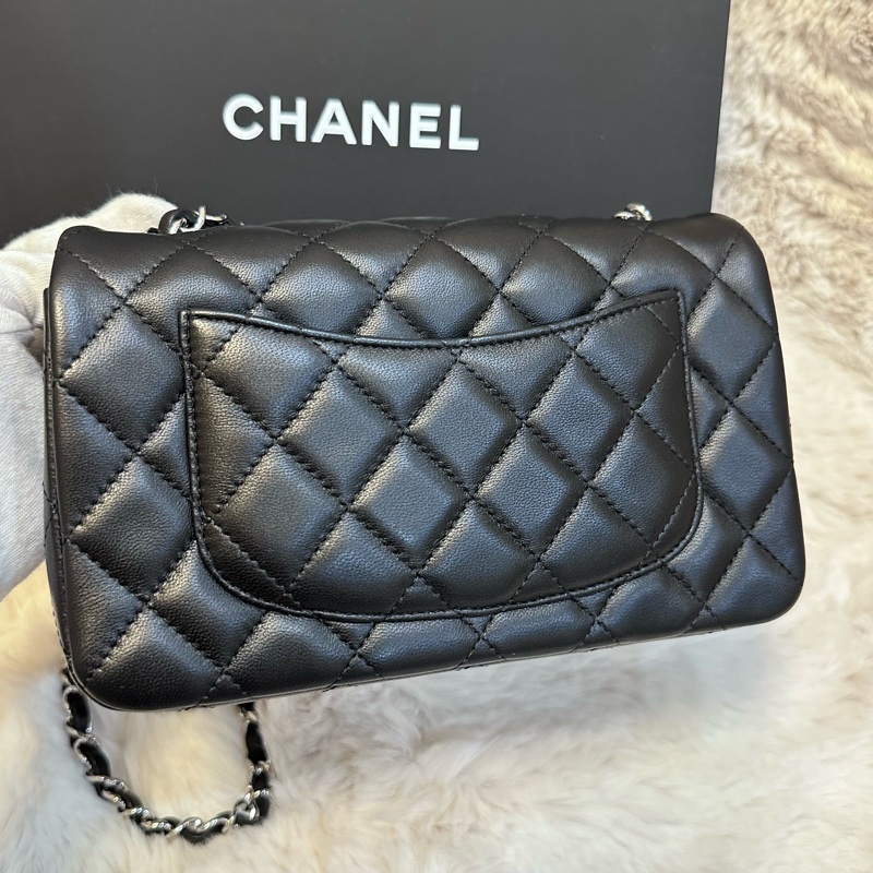 Chanel 香奈兒經典爆款24C mini CF coco20 黑銀鏈 條口蓋包-6