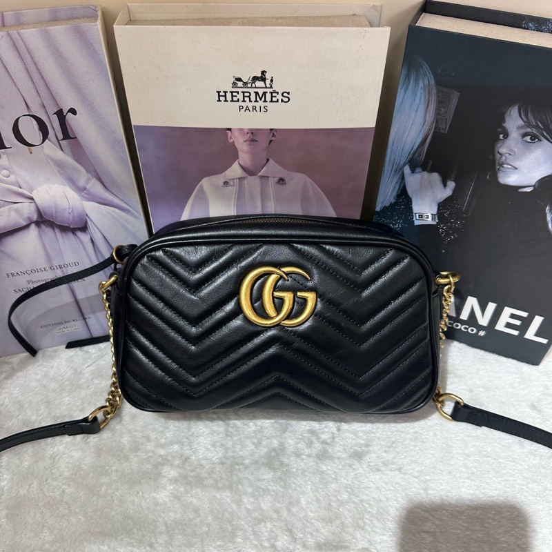 超便宜🌟 #GUCCI #馬蒙 黑金 #相機包 #馬夢 #Marmont 🉑️ 斜背 🉑️ 肩背 🉑️放手機💪🏻-14