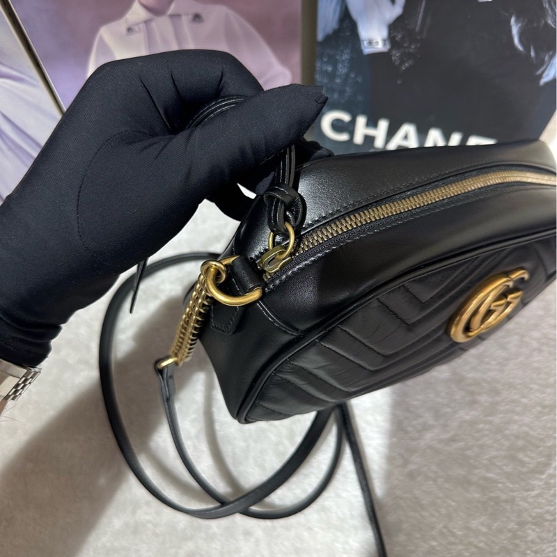 超便宜🌟 #GUCCI #馬蒙 黑金 #相機包 #馬夢 #Marmont 🉑️ 斜背 🉑️ 肩背 🉑️放手機💪🏻-20