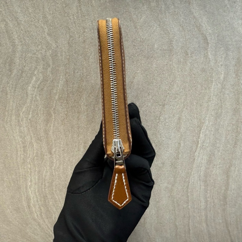HERMES 金棕色Epsom 小牛皮Silk In Classique絲巾長夾-7