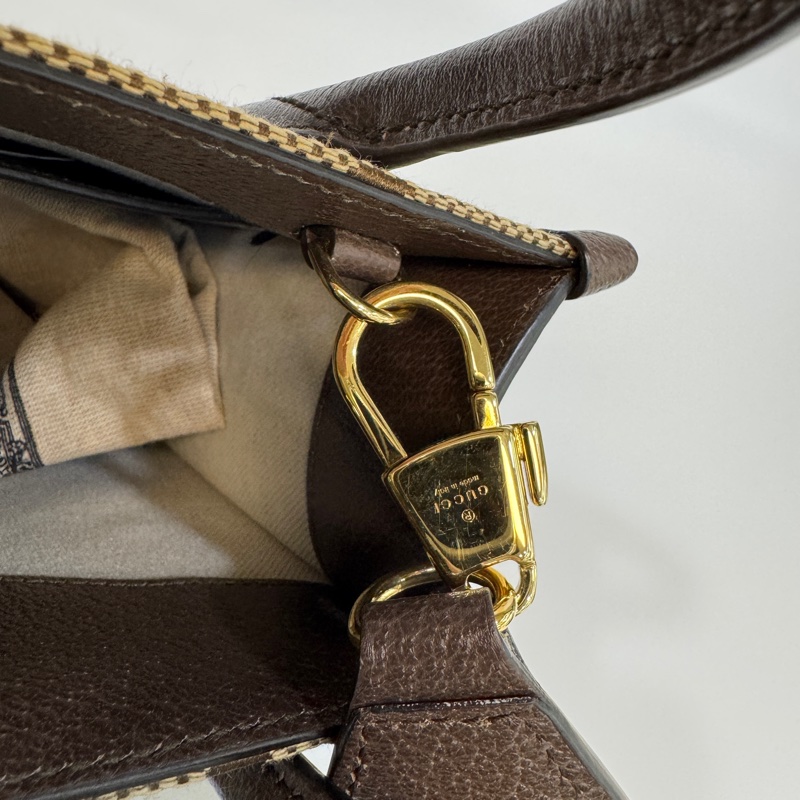 Gucci烏木色牛皮拼帆布大logo設計mini琴譜包699406-13