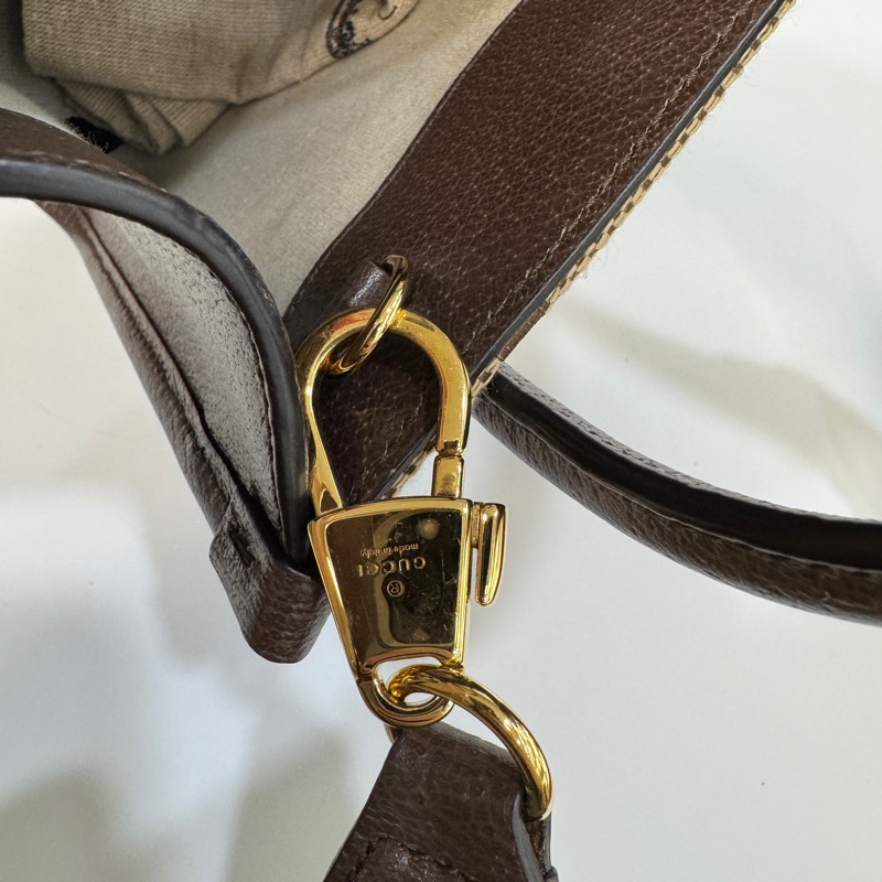 Gucci烏木色牛皮拼帆布大logo設計mini琴譜包699406-14