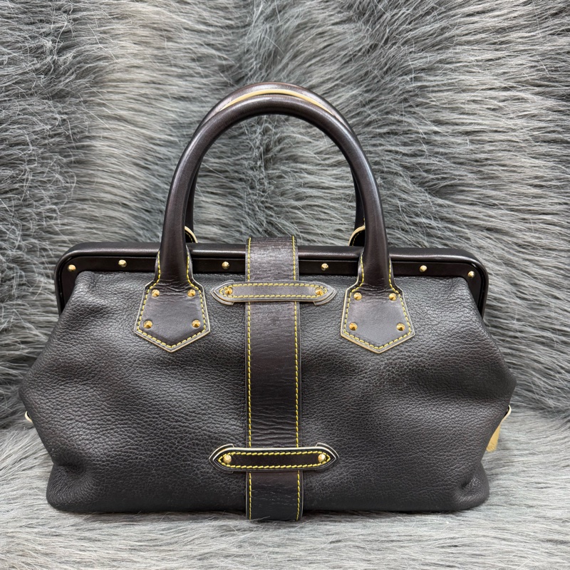 LV M91805 黑色 SUHALI 金釦 鉚釘 山羊皮 手提包 醫生包 貴婦包-1