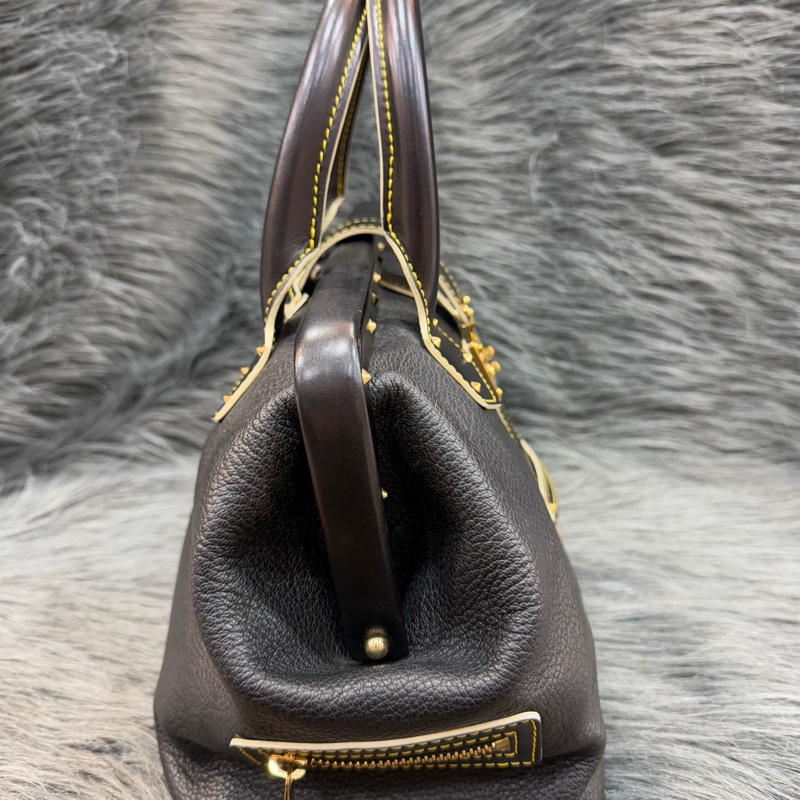 LV M91805 黑色 SUHALI 金釦 鉚釘 山羊皮 手提包 醫生包 貴婦包-3