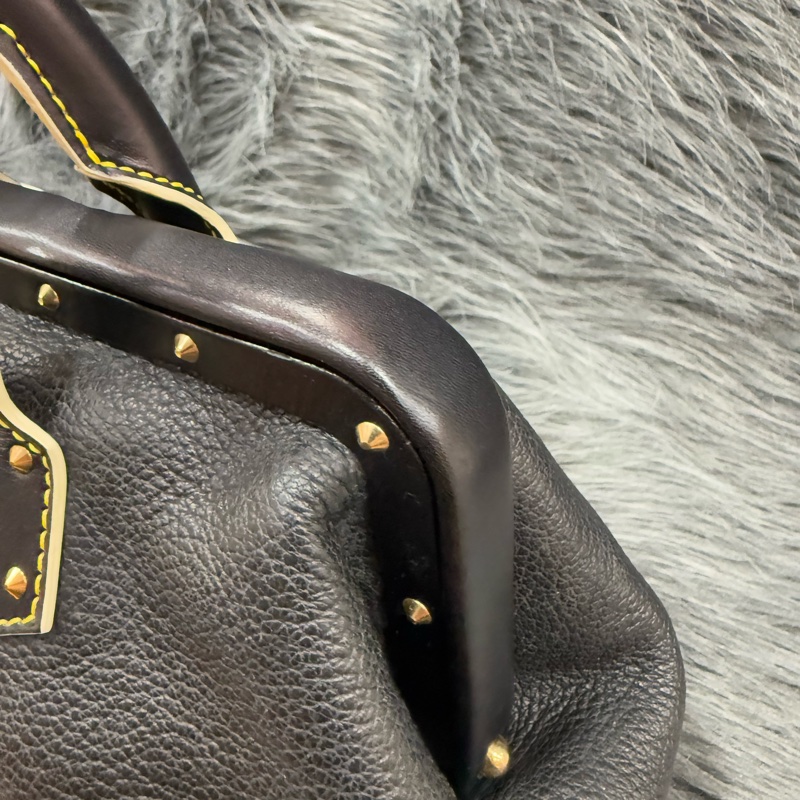 LV M91805 黑色 SUHALI 金釦 鉚釘 山羊皮 手提包 醫生包 貴婦包-10