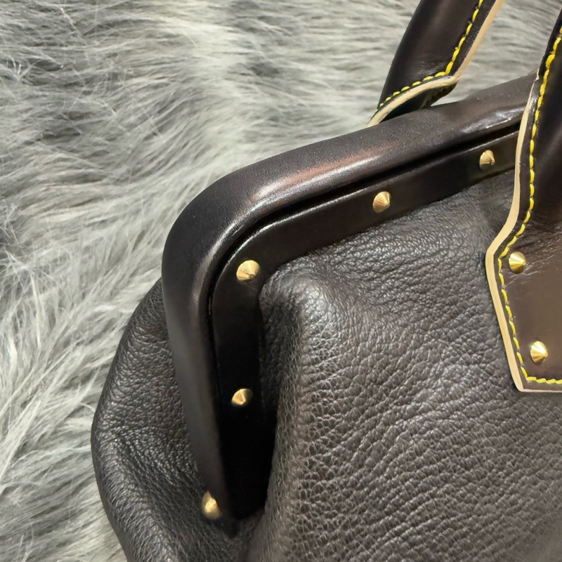 LV M91805 黑色 SUHALI 金釦 鉚釘 山羊皮 手提包 醫生包 貴婦包-11