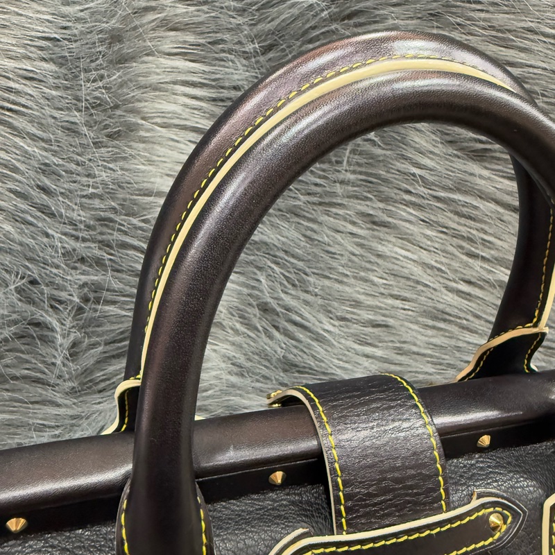 LV M91805 黑色 SUHALI 金釦 鉚釘 山羊皮 手提包 醫生包 貴婦包-17