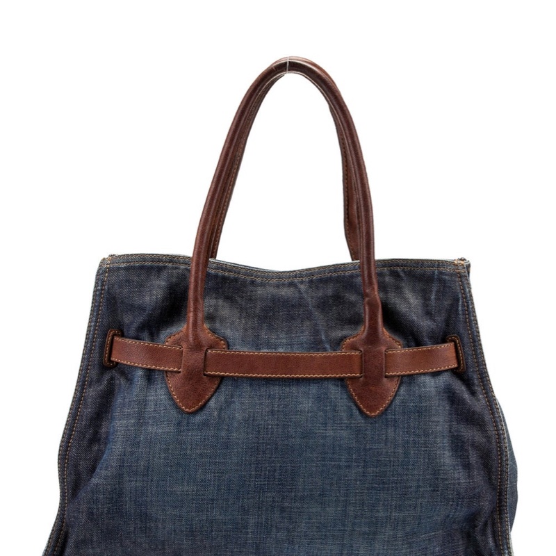 MiuMiu Denim Leather Tote Bag-2