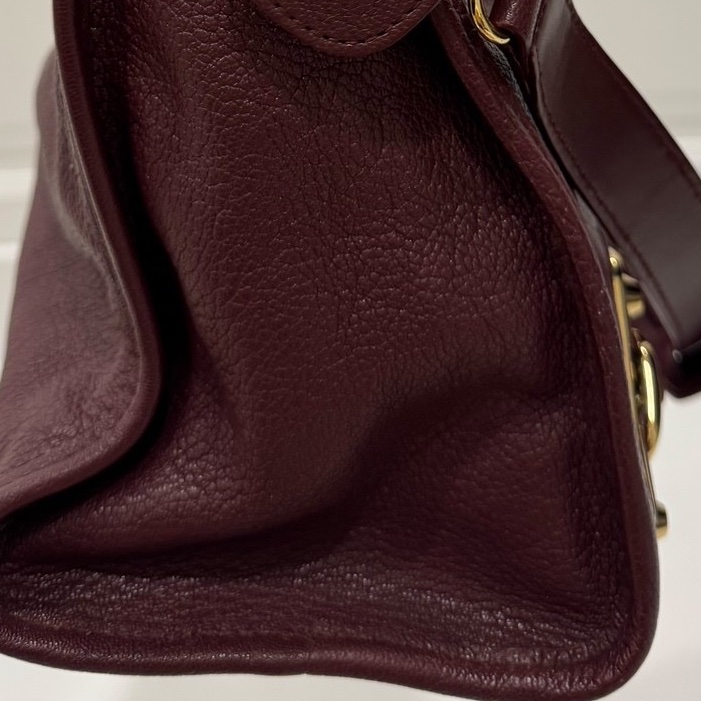 BALENCIAGA 巴黎世家 酒紅色 metallic edge city金釦 山羊皮 機車包 手提包 肩背包 斜背包-33