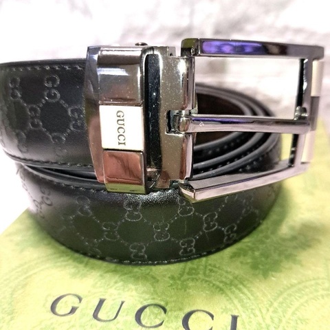 💝FuFu.Style ⟡.·* Gucci 銀色GG皮帶
