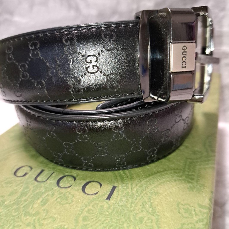 💝FuFu.Style ⟡.·* Gucci 銀色GG皮帶-1
