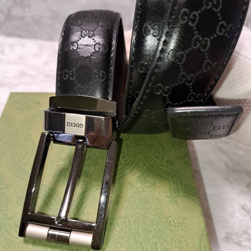 💝FuFu.Style ⟡.·* Gucci 銀色GG皮帶-5