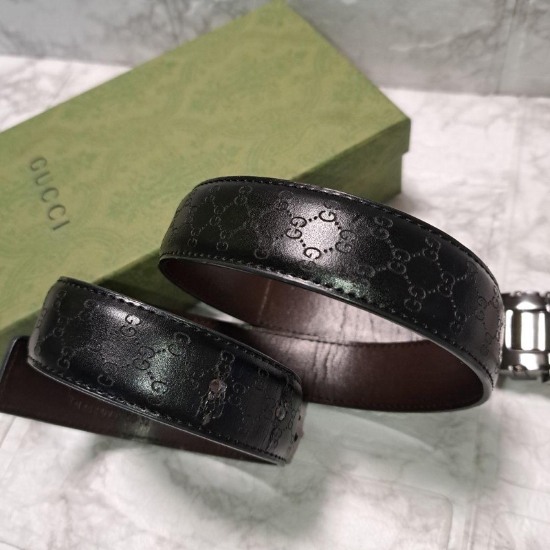 💝FuFu.Style ⟡.·* Gucci 銀色GG皮帶-19