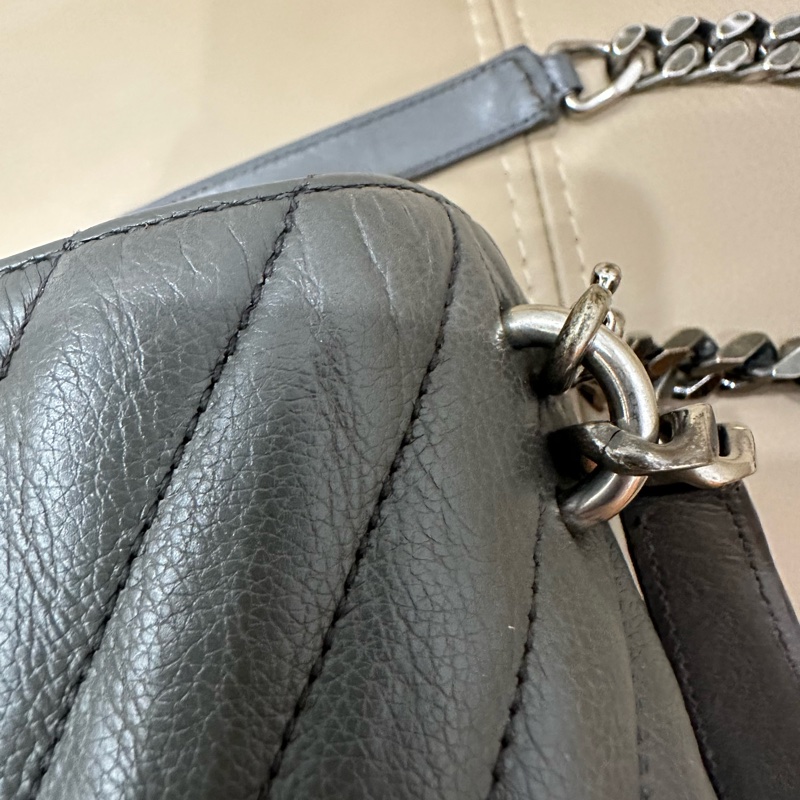 超便宜🈶️購證❤️#YSL #灰銀 小號 #college #學院包 #郵差包-49