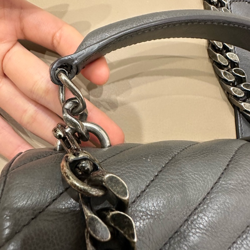 超便宜🈶️購證❤️#YSL #灰銀 小號 #college #學院包 #郵差包-70