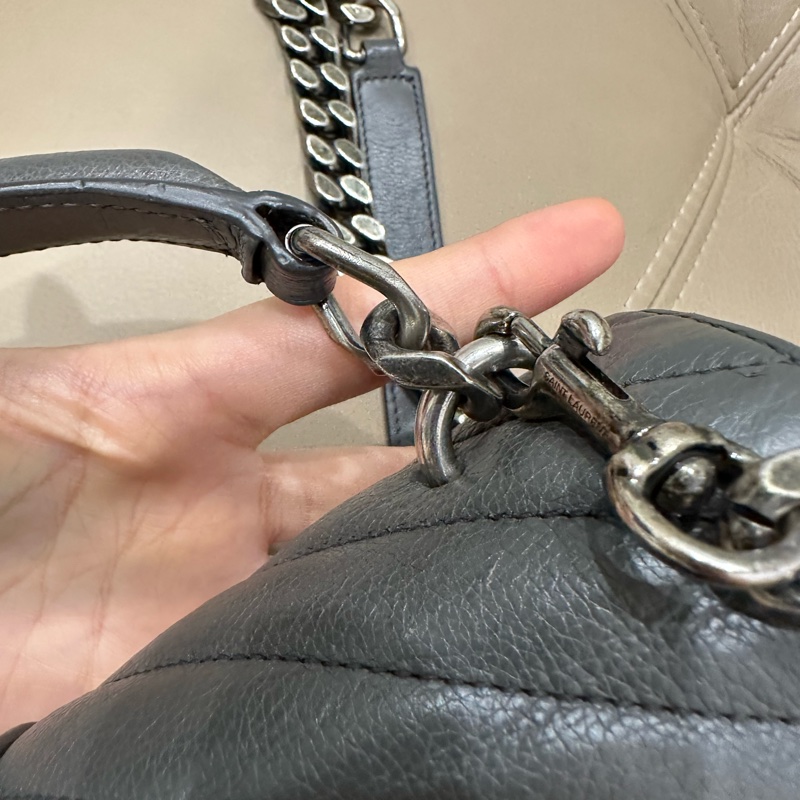 超便宜🈶️購證❤️#YSL #灰銀 小號 #college #學院包 #郵差包-71