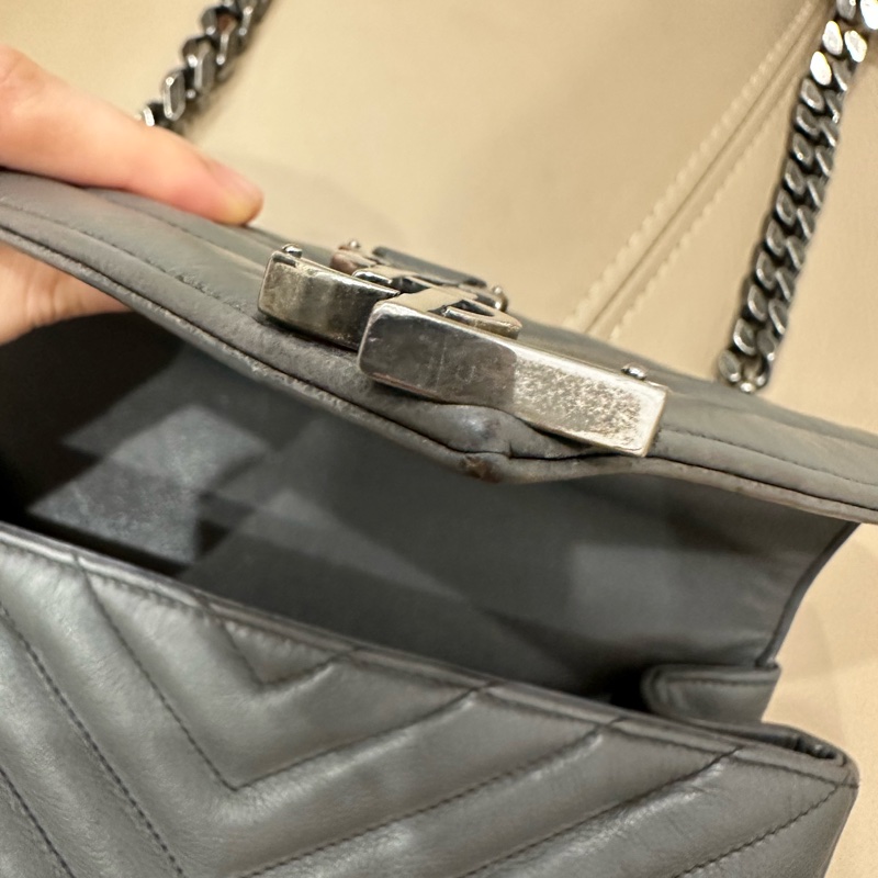 超便宜🈶️購證❤️#YSL #灰銀 小號 #college #學院包 #郵差包-74