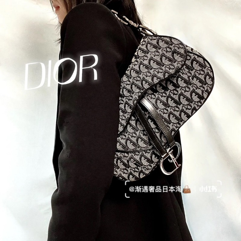 Dior Saddle 老花 馬鞍包 藍色Dior緹花 手提 肩背包-0