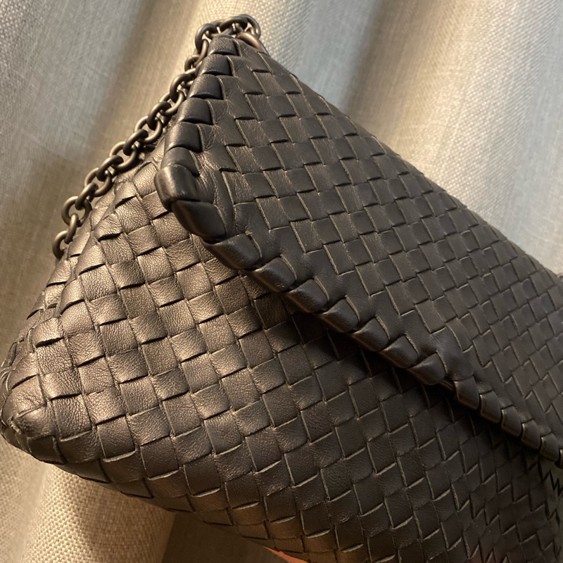 編織皮革 BV 黑色 斜背包 bottega veneta 肩背包 經典-7