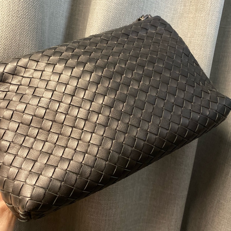編織皮革 BV 黑色 斜背包 bottega veneta 肩背包 經典-8