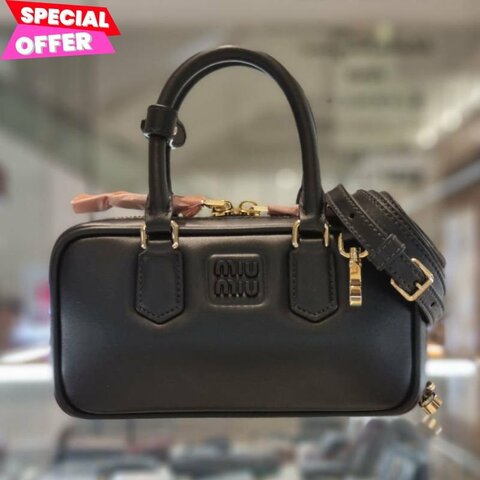 🎁當季特價🎁Miu Miu 5BP088 小款小牛皮 Arcadie 包 黑色