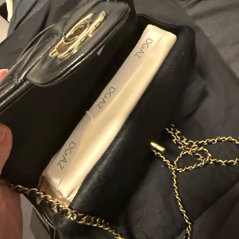 Chanel CF 20 Handle黑羊皮 淡金釦 晶片-15