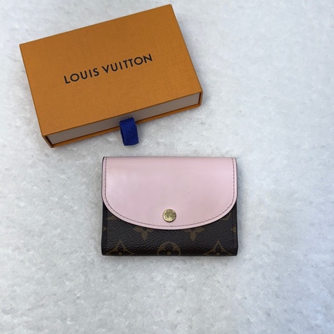 Louis Vuitton LV 原花 粉色 牛皮 Rosalie 零錢包 Monogram 弧形翻蓋卡夾 M83600