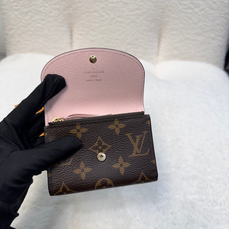 Louis Vuitton LV 原花 粉色 牛皮 Rosalie 零錢包 Monogram 弧形翻蓋卡夾 M83600-6