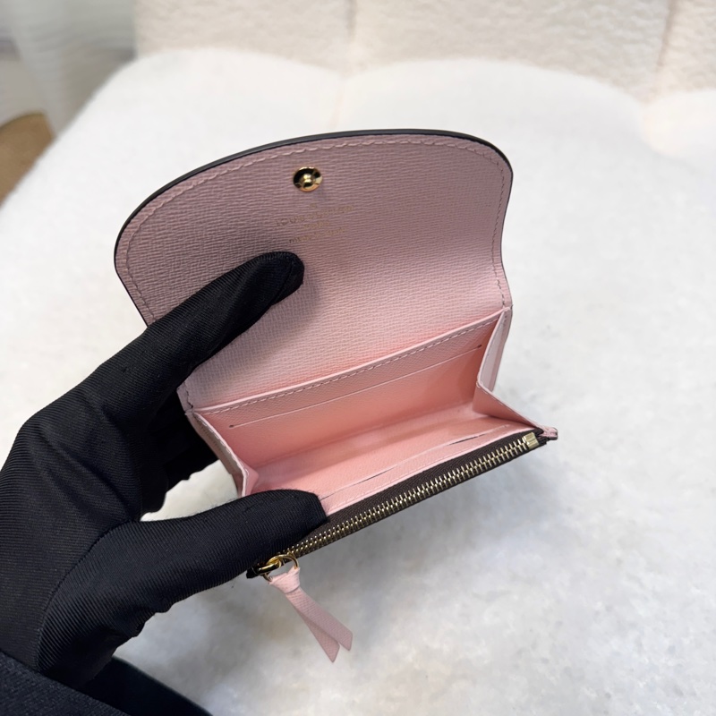 Louis Vuitton LV 原花 粉色 牛皮 Rosalie 零錢包 Monogram 弧形翻蓋卡夾 M83600-7