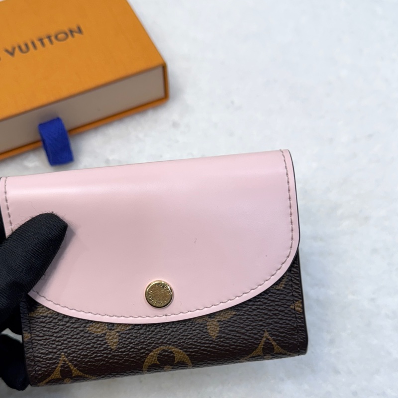 Louis Vuitton LV 原花 粉色 牛皮 Rosalie 零錢包 Monogram 弧形翻蓋卡夾 M83600-9