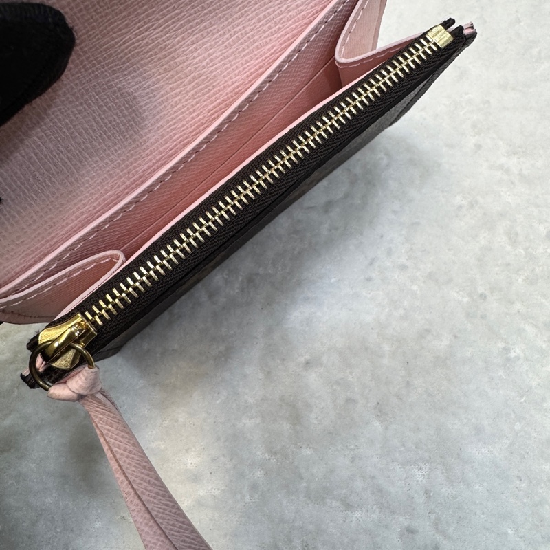 Louis Vuitton LV 原花 粉色 牛皮 Rosalie 零錢包 Monogram 弧形翻蓋卡夾 M83600-10
