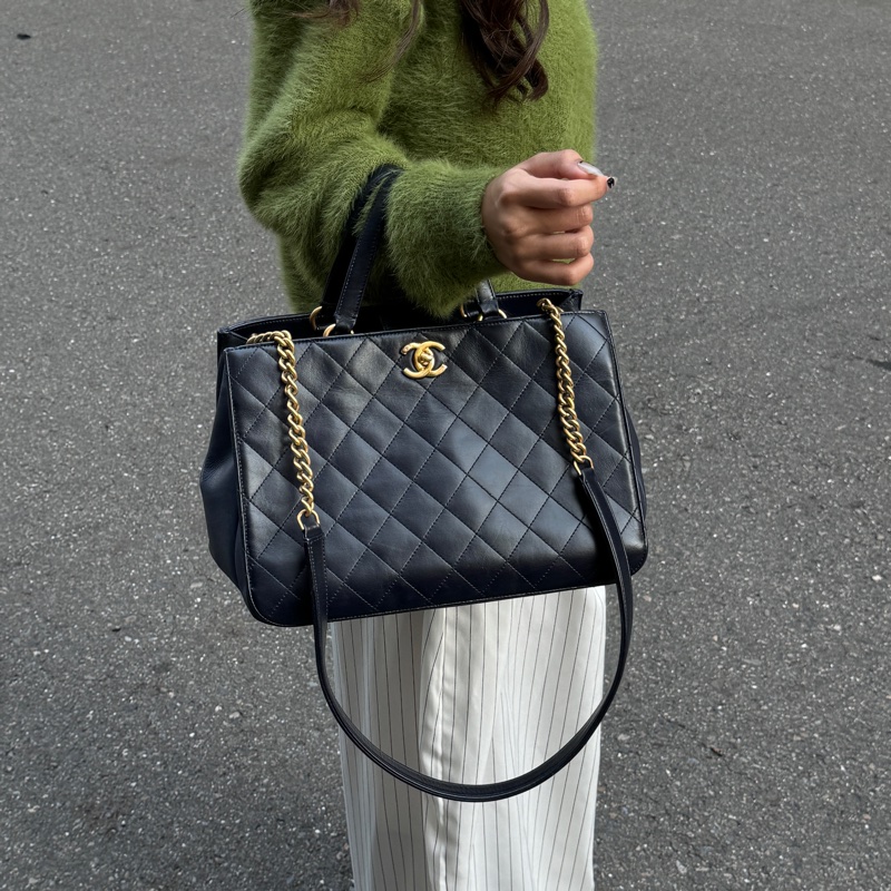 （極稀有 入手30萬台幣） Chanel 香奈兒 皺紋牛皮 菱格紋 托特+手提+斜背包-1