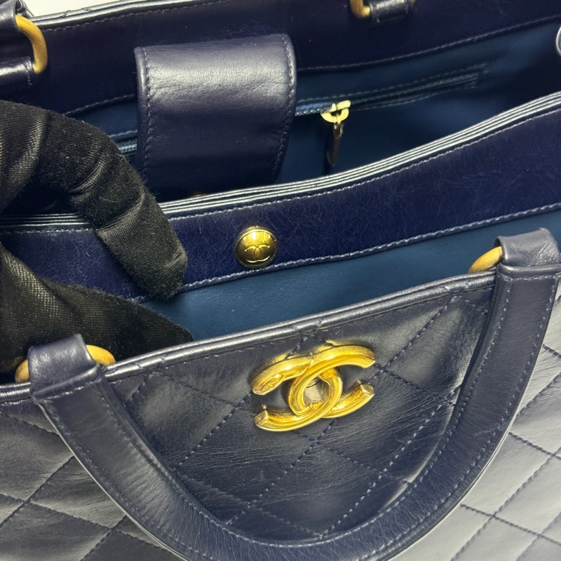 （極稀有 入手30萬台幣） Chanel 香奈兒 皺紋牛皮 菱格紋 托特+手提+斜背包-29