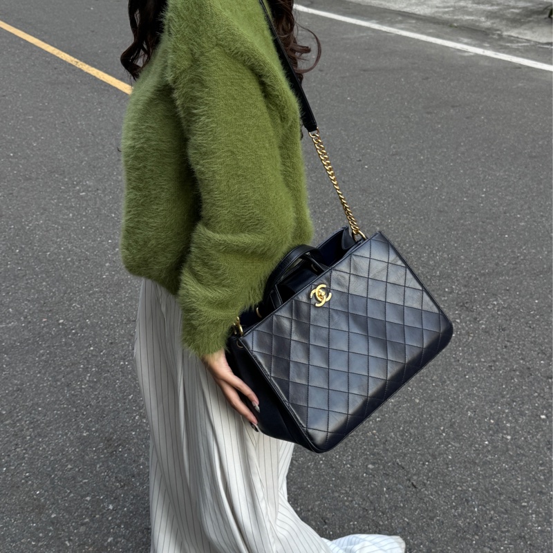 （極稀有 入手30萬台幣） Chanel 香奈兒 皺紋牛皮 菱格紋 托特+手提+斜背包-37