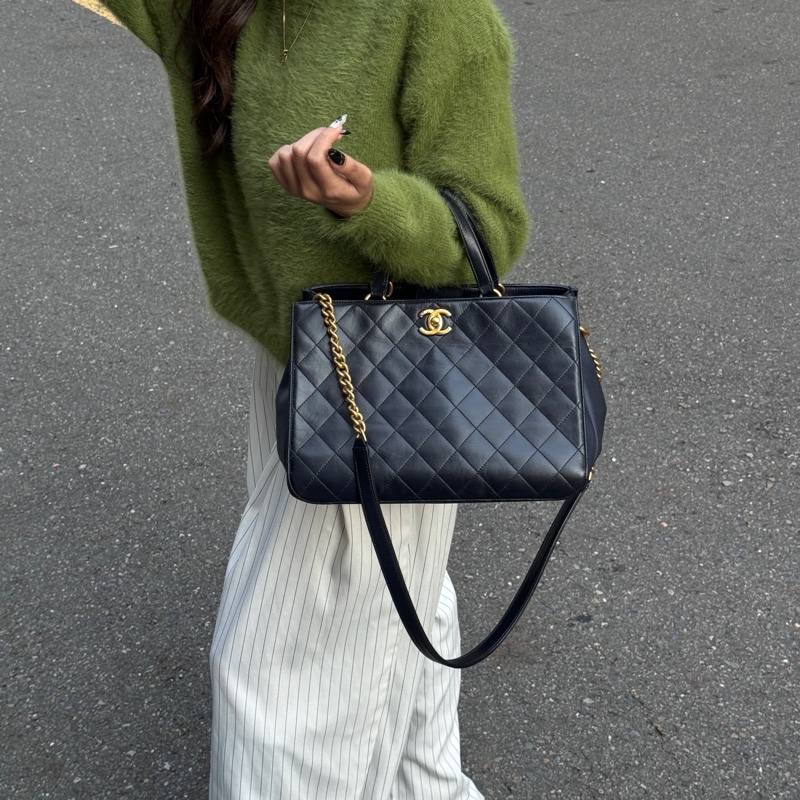 （極稀有 入手30萬台幣） Chanel 香奈兒 皺紋牛皮 菱格紋 托特+手提+斜背包-39