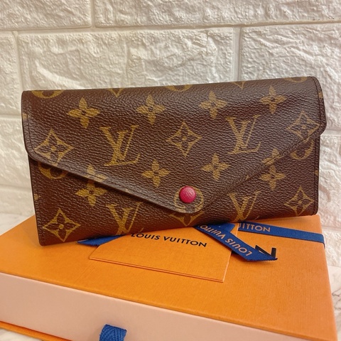 激甜近新✨ LV Monogram Josephine紅色信封式長夾附有抽取式零錢袋發財長夾三折二合一老花長夾
