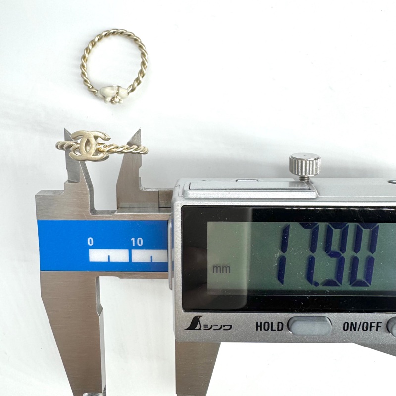 Chanel B11A 金屬山茶花兩件套裝戒指-10