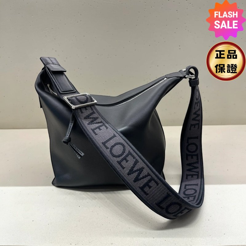 🎁夏季折扣倒數🎁Loewe 小款 Cubi 柔軟光滑小牛皮緹花斜背包 黑色-0
